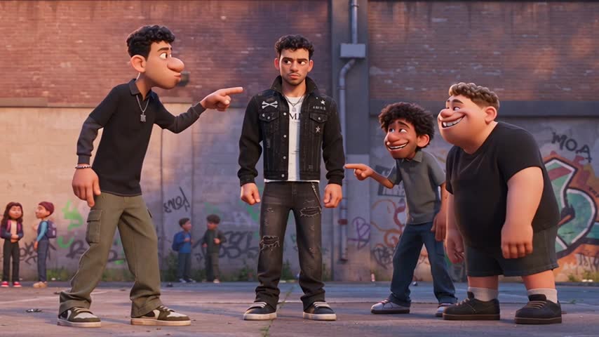 Cena de rua animada em 3D