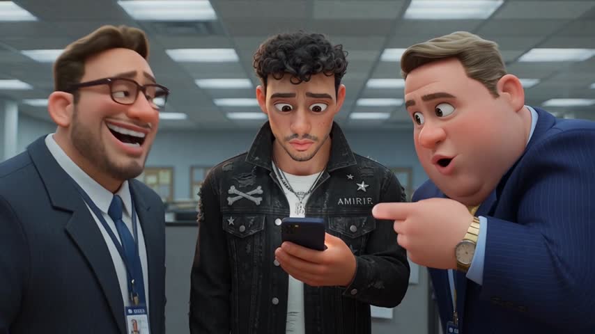Cena de escritório animada em 3D